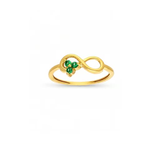Infinity Motif Green Stone Gold Ring